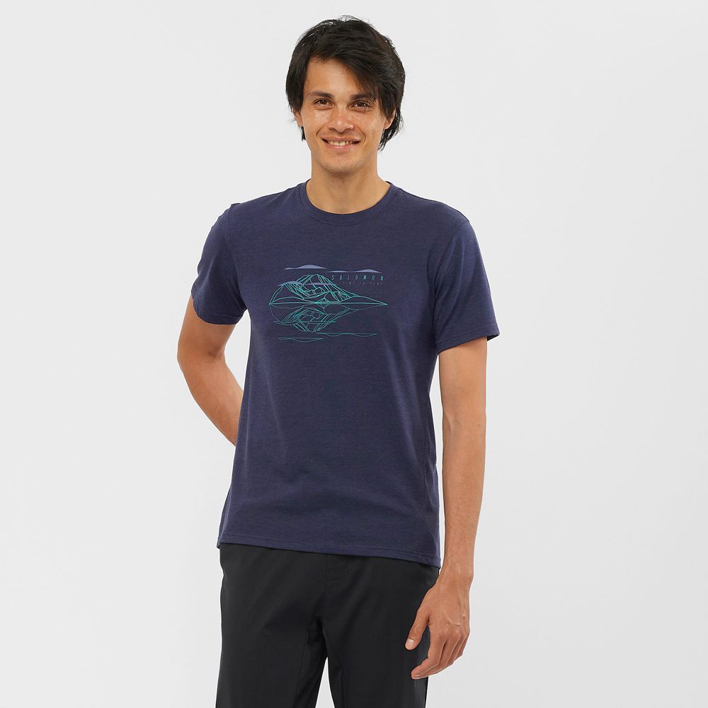 Salomon OUTRACK BLEND Camisetas Hombre - Azul Marino - Colombia (53814-LKVQ)